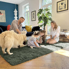 OLANLY 2x8 Machine Washable Runner Rugs for Hallway, Soft Fluffy Shaggy Bedside Rugs for Bedroom, Living Room, Indoor Floor Carpet for Kids Girls and Boys, Home Decor Aesthetic, Olive Green