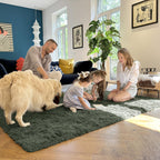 OLANLY 2x4 Machine Washable Runner Rugs for Hallway, Soft Fluffy Shaggy Bedside Rugs for Bedroom, Living Room, Indoor Floor Carpet for Kids Girls and Boys, Home Decor Aesthetic, Olive Green