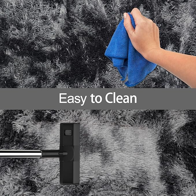 Tie-Dyed Runner Rug for Bedroom Black Grey 2x10ft Fluffy Area Rug Bedside Runner Rug for Kids Room Boys Teens Nursery Baby Living Room Dorm Home Decor Carpets