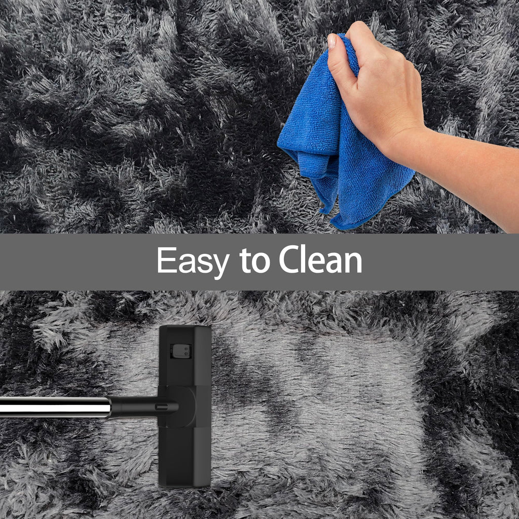 JiaoBaba Tie-Dyed Runner Rug for Bedroom Black Grey 2x5ft Fluffy Area Rug Bedside Runner Rug for Kids Room Boys Teens Nursery Baby Living Room Dorm Home Decor Carpets