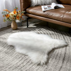 MIULEE Fluffy Area Rug 2x3 ft Faux Fur Sheepskin Rug for Bedroom White