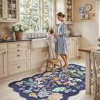 4x6 Living Room Area Rugs: Washable Boho Bedside Rug Non-Slip Floral Small Low Pile Carpet for Kitchen Bedroom Non-Shedding Floor Mat for Kids Room Office Durable Mat for High traffic Area(4x6，Purple)