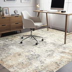 UERMEI 7x9 Area Rug Living Room Rugs - Washable Neutral Modern Abstract Soft Thin Large Rug Indoor Floor No Slip Rug Carpet for Bedroom Under Dining Table Home Office Decor - Golden Grey