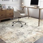 UERMEI 7x9 Area Rug Living Room Rugs - Washable Neutral Modern Abstract Soft Thin Large Rug Indoor Floor No Slip Rug Carpet for Bedroom Under Dining Table Home Office Decor - Golden Grey
