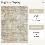 Soalmost 6x9 Abstract Area Rugs for Living Room 6 x 9 Washable Non Slip Low Pile Rugs for Bedroom Dining Room Foldable Thin Brown Grey