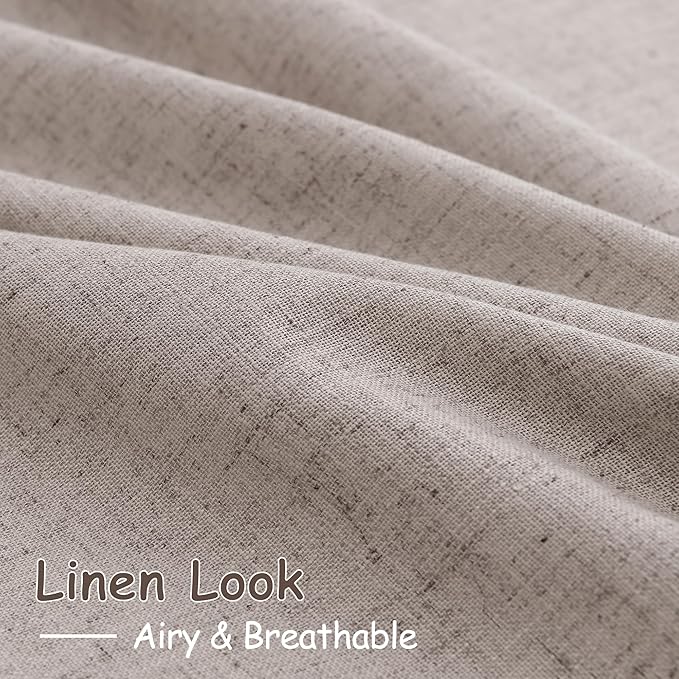 Brownish Grey Linen Curtains 84 Inches Long for Bedroom Back Tab Light Filtering Privacy Semi Sheer Curtains Modern Farmhouse Decor Cotton Textured Curtain for Living Room 2 Panels Set 52x84 Inch