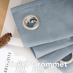 H.VERSAILTEX Elegant Natural Linen Blended Energy Efficient Light Filtering Linen Textured Curtains/Nickel Grommet Window Treatments Panels/Drapes (Set of 2, Stone Blue, 52"W x 45"L)