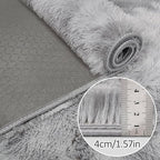 Tie Dye Grey Fluffy Rug for Bedroom 4x6ft Soft Shag Area Rug Mat Bedside Throw Rug for Living Room Kids Room Boys Teens Nursery Baby Dorm Office Home Decor Carpets