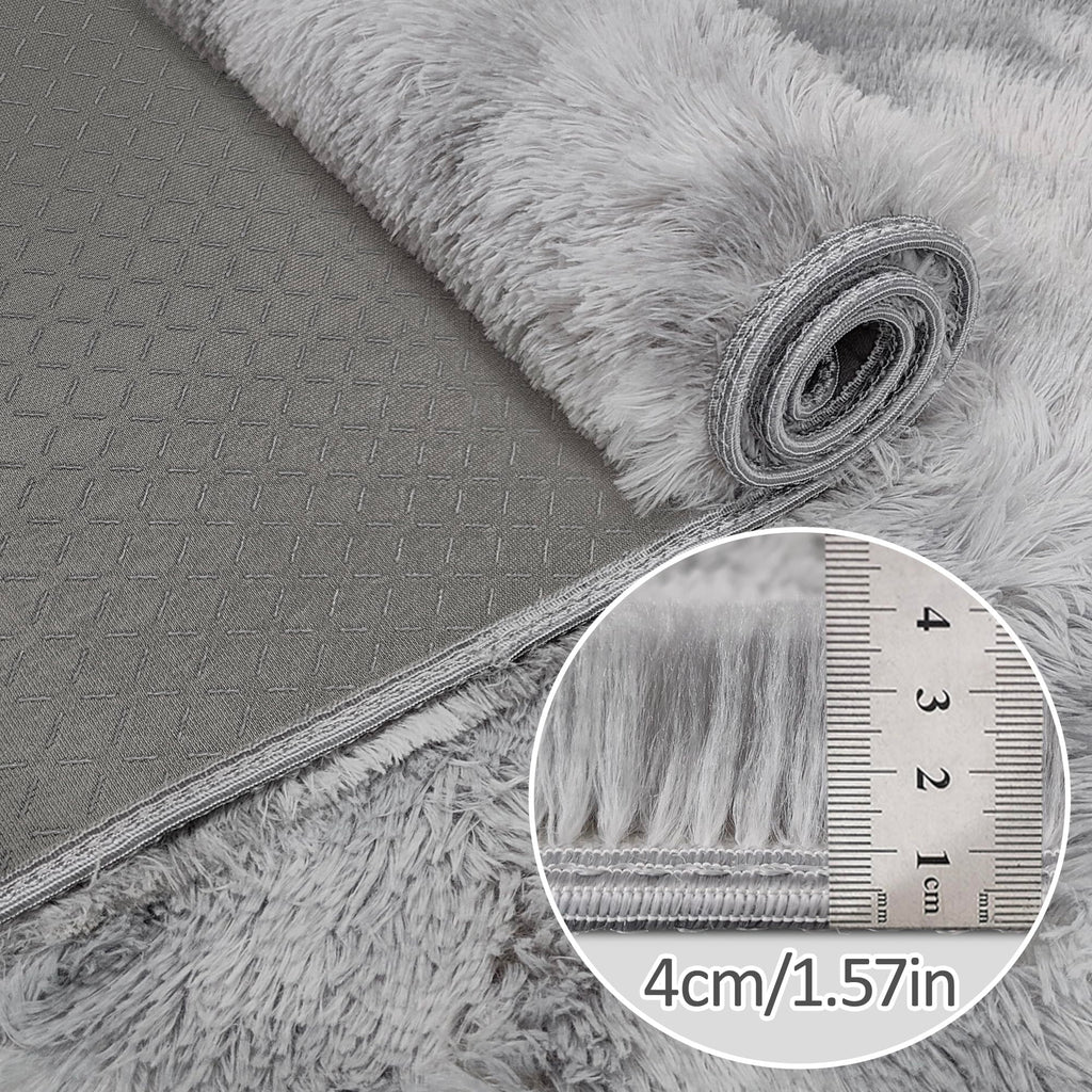 JiaoBaba Tie Dye Grey Soft Shaggy Fluffy Rug for Living Room 6x9ft Anti-Skid Durable Area Rug Mat Bedside Throw Rug for Bedroom Kids Room Boys Teens Nursery Dorm Office Home Decor Carpets