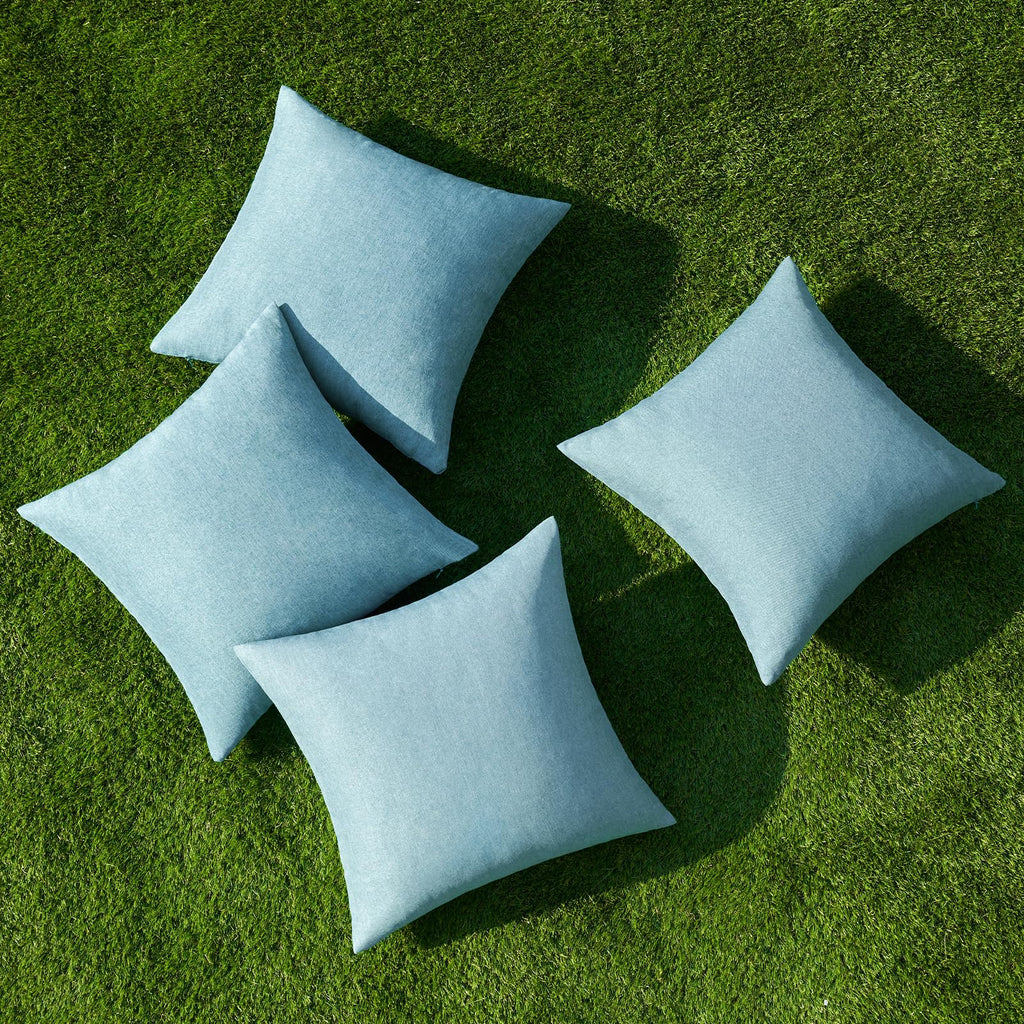 MIULEE Pack of 4 Decorative Outdoor Throw Pillow Covers Linen Waterproof Pillow Covers Summer Farmhouse Cushion Cases for Patio Garden Tent Balcony Couch Sofa 18x18 Inch Blue Gray