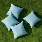 MIULEE Pack of 4 Decorative Outdoor Throw Pillow Covers Linen Waterproof Pillow Covers Summer Farmhouse Cushion Cases for Patio Garden Tent Balcony Couch Sofa 18x18 Inch Blue Gray