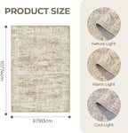 6x9 Rug for Living Room,Soft Low Pile Indoor Washable Rugs for Bedroom, Non-Slip Backing Vintage Large Area Rug, Printed Abstract Carpet(6'x9', Brown/Ivory)