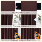 Guken 100% Blackout Curtains 90 Inch Length 2 Panels Set for Living Room Bedroom Back Tab Thermal Insulated Black Out Linen Drapes Room Darkening Reddish Brown,52x90
