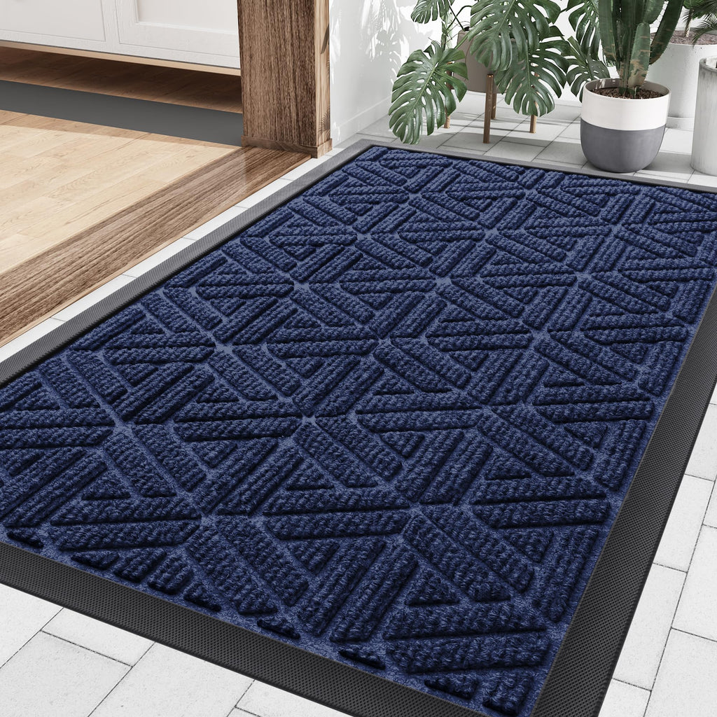 Smiry Front Door Mat Outside Entrance, Low Profile Rubber Doormat, 29.5x17