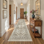 Restydon Runners for Hallway 12ft, Non-Slip Long Bathroom Rugs, Brown