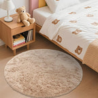 OLANLY Beige Round Rugs for Bedroom - Machine Washable, 3 ft Circle Area Rugs for Living Room, Soft and Fluffy Shaggy Carpet for Teen Girls and Boys, Nursery Rooms, Dorms, Home Decor Aesthetic