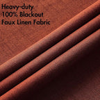 MIULEE Linen Curtains 100% Blackout for Bedroom Thermal Insulated Burnt Orange Grommet Room Darkening Curtains & Drapes Rust Terracotta Fall Decor for Living Room Nursery 52 x 72 Inch (2 Panels)