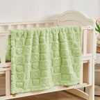 Yurhap Fleece Baby Blanket Heart Checkered Blanket, Ultra Soft Cozy Baby Blankets for Boys Girls, Fluffy Infant Toddler Newborn Receiving Blankets for Crib Stroller 30”×40” (Green)