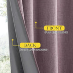 NICETOWN Chaise Mauve Vintage Linen 100% Blackout Curtains for Living Room, Thermal Insulated Curtains 72" Long, Noise Reducing Window Treatment Drapes for Hall Room, 52" Wide Per Panel, Set of 2