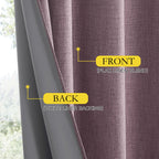 NICETOWN Chaise Mauve Vintage Linen 100% Blackout Curtains for Living Room, Thermal Insulated Curtains 102“ Long, Noise Reducing Window Treatment Drapes for Home Office, 62" Wide Per Panel, Set of 2