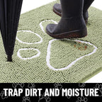 Smiry Dog Door Mat for Muddy Paws, Absorbent Dirt Trapper Non Slip Quick Dry Washable Chenille Mat for Mud Dogs, Entry Rug for Indoor and Outdoor (48x30 Inches, Sage Green and White)