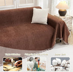 MYSKY HOME Couch Cover for Dogs Washable Couch Covers Couch Covers for Sofa Couch Cover 2 Cushion Sofa Non Slip Dogs Furniture Protector with Tassels Chenille Sofa Covers for Pets, 71"x102", Chocolate