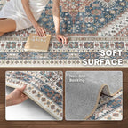 zesthome 8x10 Area Rugs for Living Room,Non-Slip Backing Washable Rugs,Vintage Large Area Rug，Stain Resistant Home Decor Rug (Navy Blue/Red,8'x10')