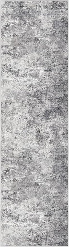 UERMEI 2X8 Washable Runner Rug for Hallway: Soft Neutral Modern Abstract Area Rug - Non-Slip Low Pile Long Throw Indoor Carpet for Kitchen Entryway Kitchen Bedroom Laundry - Grey