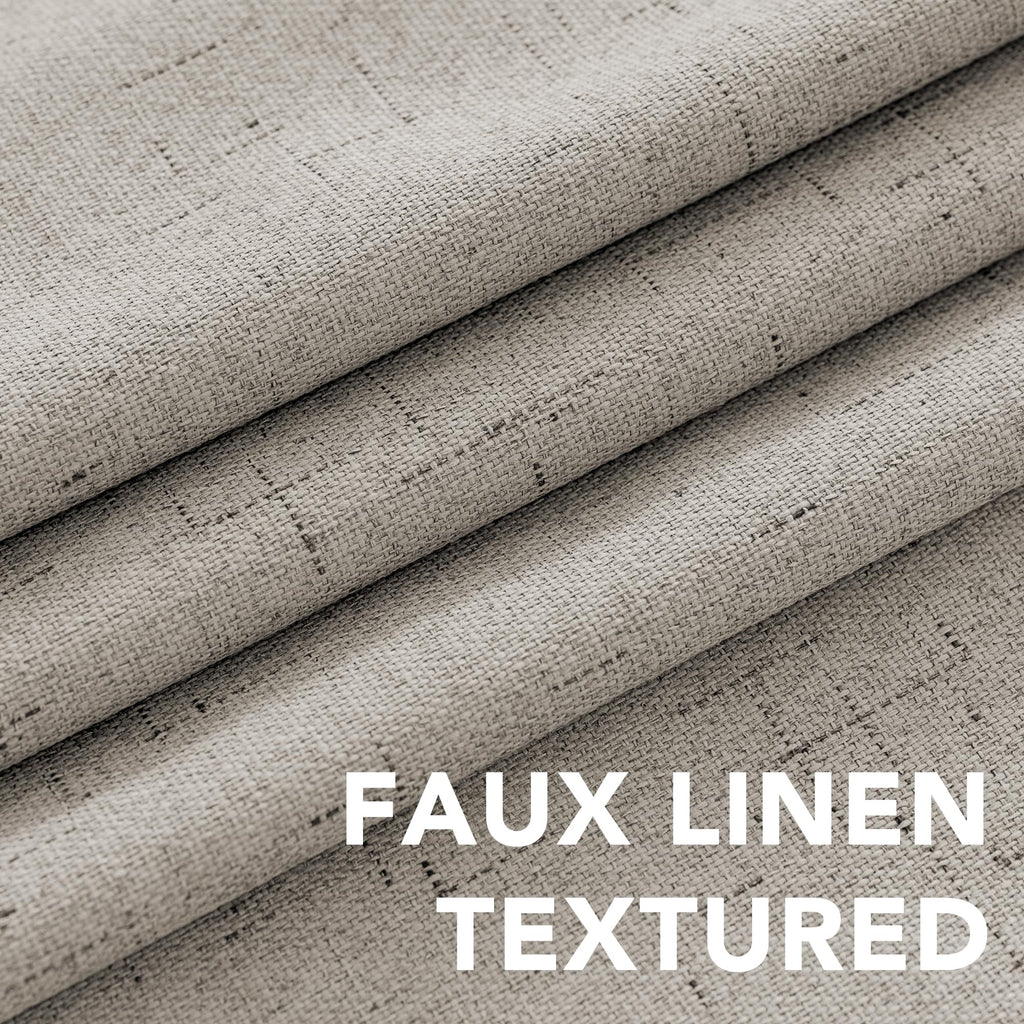 H.VERSAILTEX Primitive Linen Curtains 100% Blackout Curtain Drapes Burlap Fabric Curtains with White Thermal Insulated Liner, Grommet Top Drapes Living Room/Bedroom (2 Panels, 42 x 45 Inch, Stone)