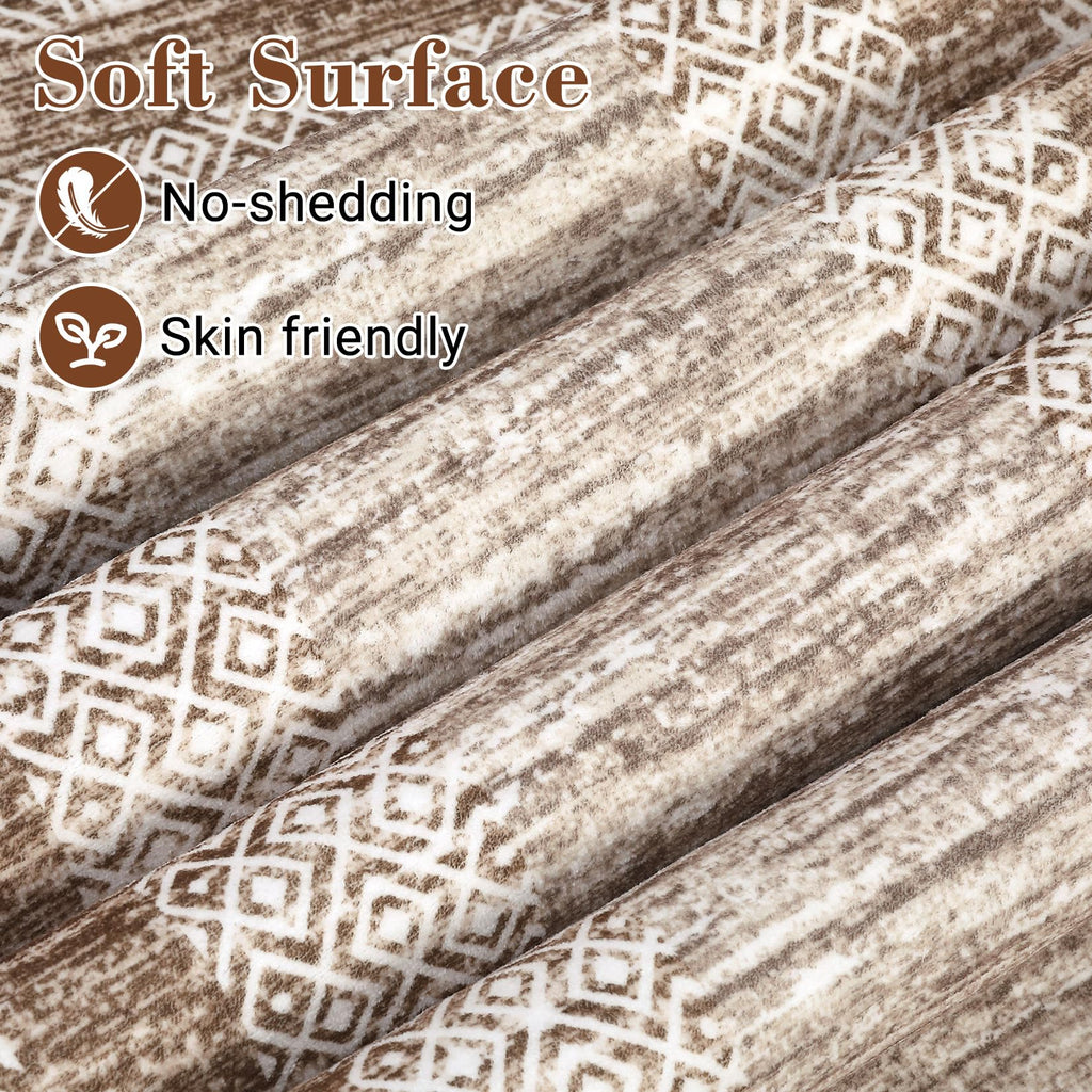 GarveeHome 2x6 Modern Bordered Runner Rug Soft Non Slip Washable Floor Carpet