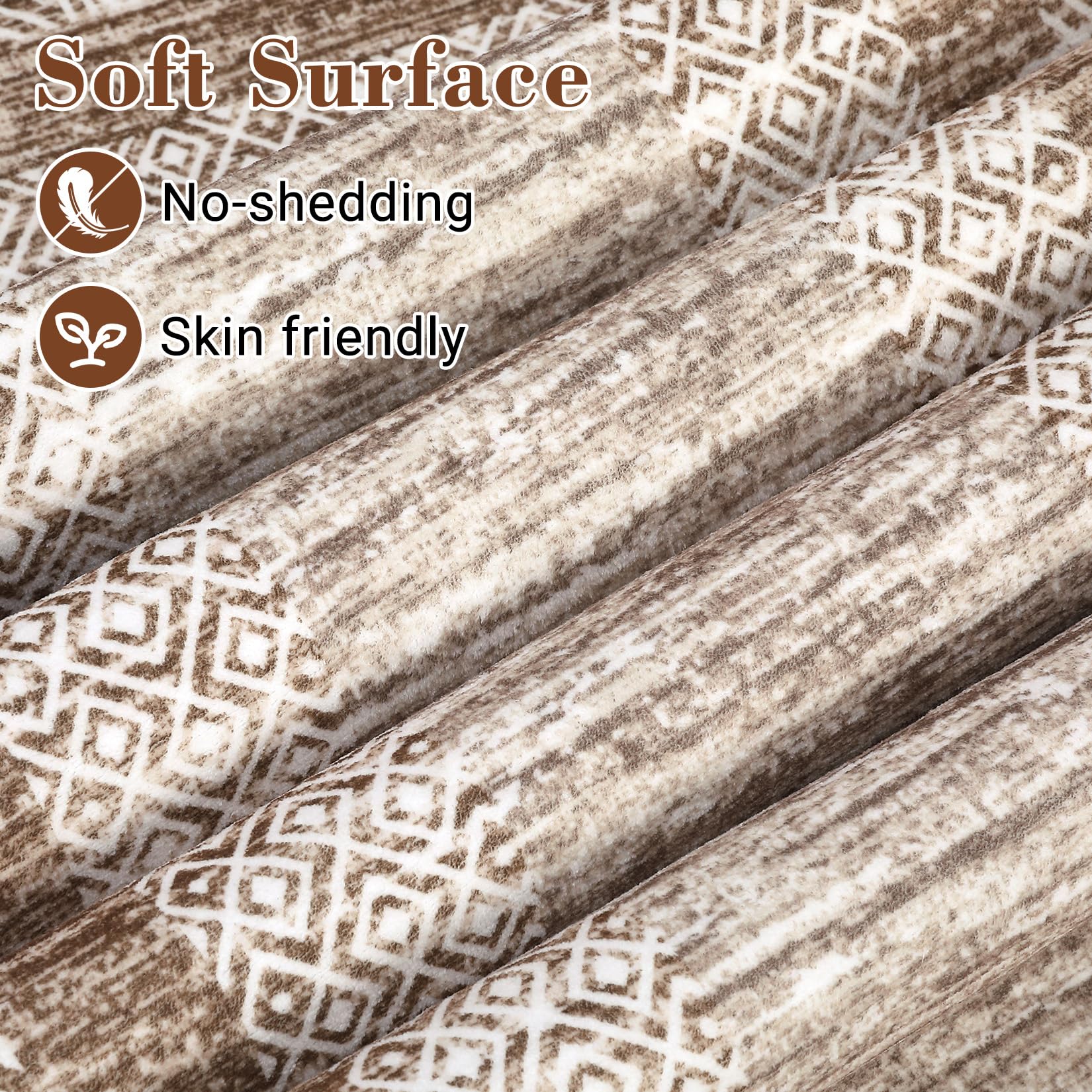 GarveeHome 2x6 Modern Bordered Runner Rug Soft Non Slip Washable Floor Carpet