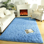 LOCHAS Ultra Soft Indoor Modern Area Rugs Fluffy Living Room Carpets for Children Bedroom Home Decor Nursery Rug 5.3x7.5 Feet, Cobalt Blue