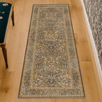 Hazo Haus Non Slip 2x7 Gold Brown Runner Rugs - Washable Long Runner for Bathroom, Kitchen, Hallway, Indoor Floor Mat, Bedroom Bedside - Brown Earthy Vintage Floral Décor
