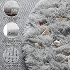 ONASAR Round Rugs 5ft for Bedroom Living Room, Fluffy Tie-Dyed Light Grey Circle Area Rug for Kids Girls Boys Teen, Soft Plush Shaggy Carpet for Nursery Dorm Classroom Playroom Home Decor Aesthetic