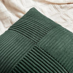 Fancy Homi Set of 2 Dark Green Lumbar Decorative Throw Pillow Covers 16x32 Inch for Living Room Couch Bed, Boho Farmhouse Forest Green Home Decor, Soft Corduroy Corss Patchwork Cushion Case