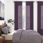 Nanspring Plum Linen Curtains 84 Inch Length 2 Panels Set for Living Room Rod Pocket Back Tab Light Filtering Window Drapes for Bedroom Dining Room Protect Privacy Country Farmhouse Decor 52x84