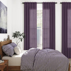 Plum Linen Curtains 102 Inches Long Rod Pocket Back Tab Drapes 2 Panels Set for Living Room Sheer Light Filtering Semi Sheer Plum Curtain 102 Length for Patio Sliding Glass Door 52x102