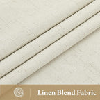 RYB HOME Cream White Linen Blackout Curtains, 100% Blackout Thermal Insulated Boho Farmhouse Window Curtain Panels for Living Room, Back Tab & Rod Pocket, 52" W x 96" L, 2 Panels Set