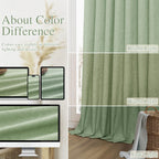 Guken Light Sage 100% Blackout Linen Curtains 90 Inch Length 2 Panels Set for Living Room Bedroom Back Tab/Rod Pocket Thermal Insulated Black Out Drapes Room Darkening Window Curtains,52x90
