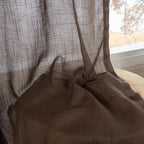 BGment Curtains 48 Inch Length for Short Window, Brown Linen Sheer Drapes for Bedroom Kitchen Cafe Bathroom Decor Lightweight Rustic Country Textured Rod Pocket, 2 Panels Set, Each 42 Inch Wide