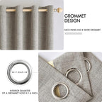 MIULEE Linen Curtains for Bedroom Solid 100% Blackout Thermal Insulated Greige Curtains Grommet Room Darkening Draperies for Living Room Nursery 52x96 Inch (2 Panels)