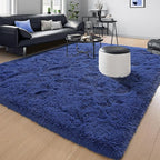 Tepook Fluffy Large Rugs for Living Room, Shag Area Rug 6x9 Soft Carpet for Bedroom, Modern Shaggy Rug for Kids Boys Girls, Plush Indoor Nursery Home Decor Rug with Non-Slip Bottom, Navy, 6 X 9 Feet