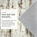 Lansny Modern Abstract Runner Rug, 2x6 Feet, Beige, Faux Wool, Machine Washable, Non-Slip, Soft, Kid & Pet Friendly