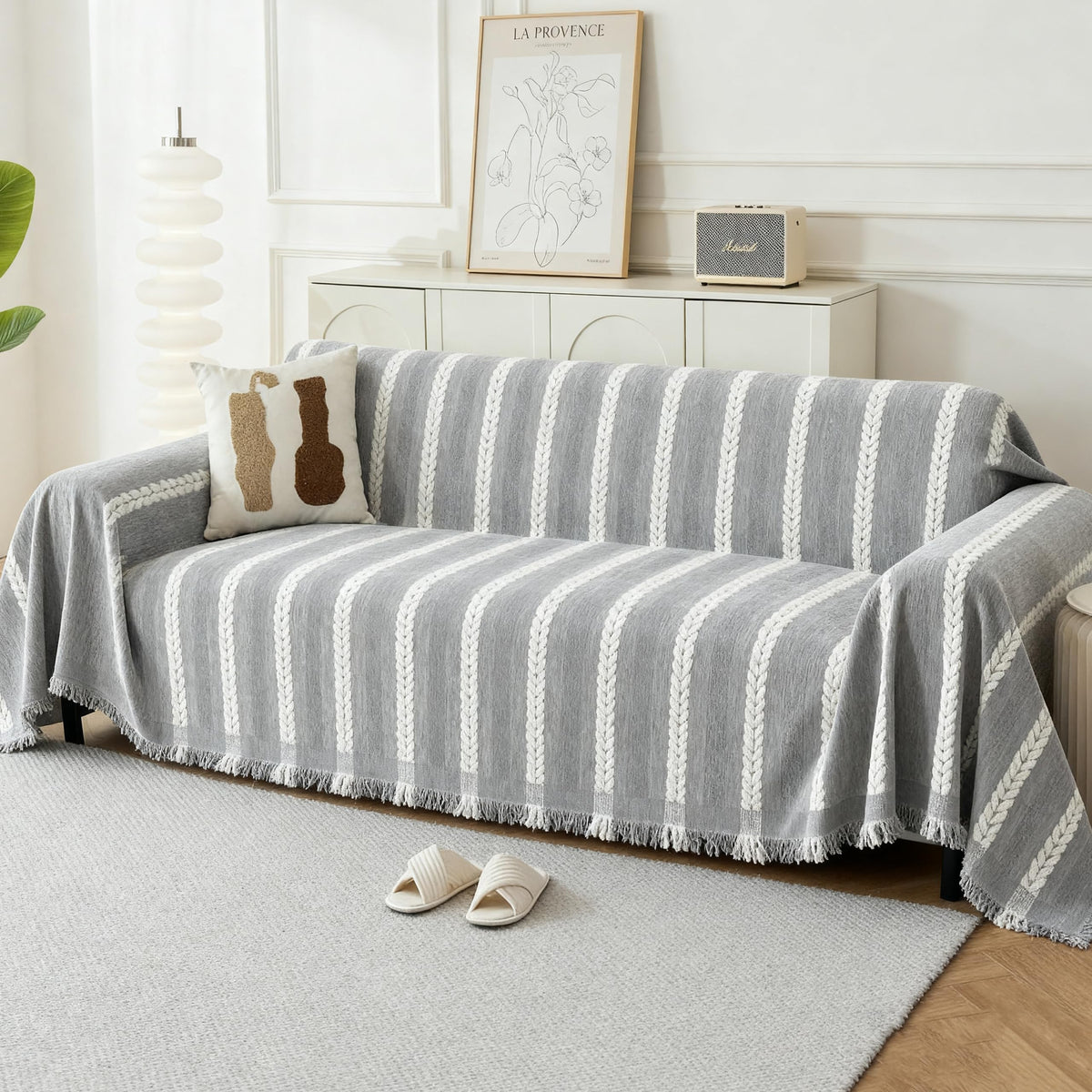 KaviKon Couch Cover for Sofa, Boho Sofa Covers Washable 3 Cushion for Dogs