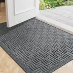 Mibao Front Door Mat Indoor Outdoor Entrance, Dirt Trapping Waterproof All-Season, All-Weather Doormat, Non-Slip Durable Natural Rubber Low Profile Easy Clean Patio Entrance Mat, 47" x 31.5", Grey