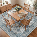 RELEANY Washable Area Rug, Square 7'x7', Blue/White/Gray
