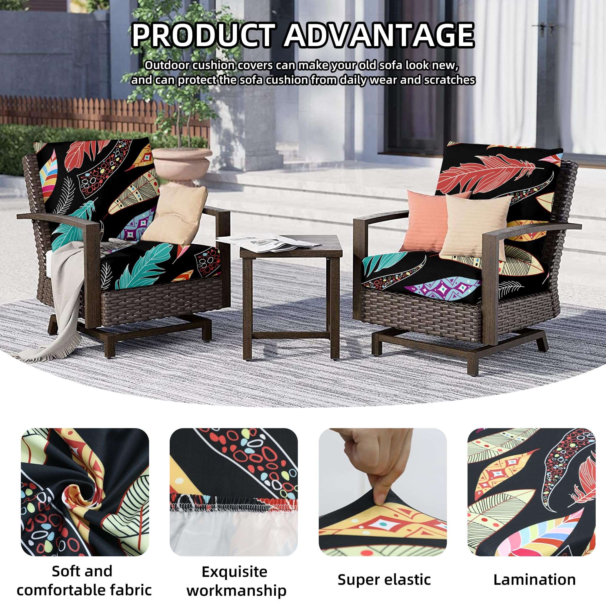 SUKAIKEQA 8PCS Patio Cushion Covers.Patio Furniture Couch SeatSlipcovers