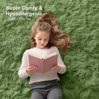 OLANLY Area Rugs for Living Room Bedroom, Machine Washable 4x5.9 ft Soft Fluffy Shaggy Bedside Rug, Indoor Floor Carpet for Kids Girls and Boys, Dorms, Nursery Rooms, Home Decor Aesthetic, Green