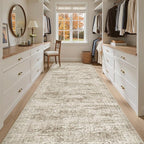 4x10 Wide Hallway Runner Rug: Washable Soft Rug Runners for Living Room Bedroom Ktichen, Stain Resistant Low Pile Area Rugs Non Slip Floor Carpet (Brown, 4x10)
