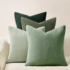 Topfinel LightGreen Couch Throw Pillows Covers 24x24 Inch Set of 4,Olive Emerald Green Corduroy Decorative Cushion Case,Rustic Fun Living Room Decor fundas para cojines